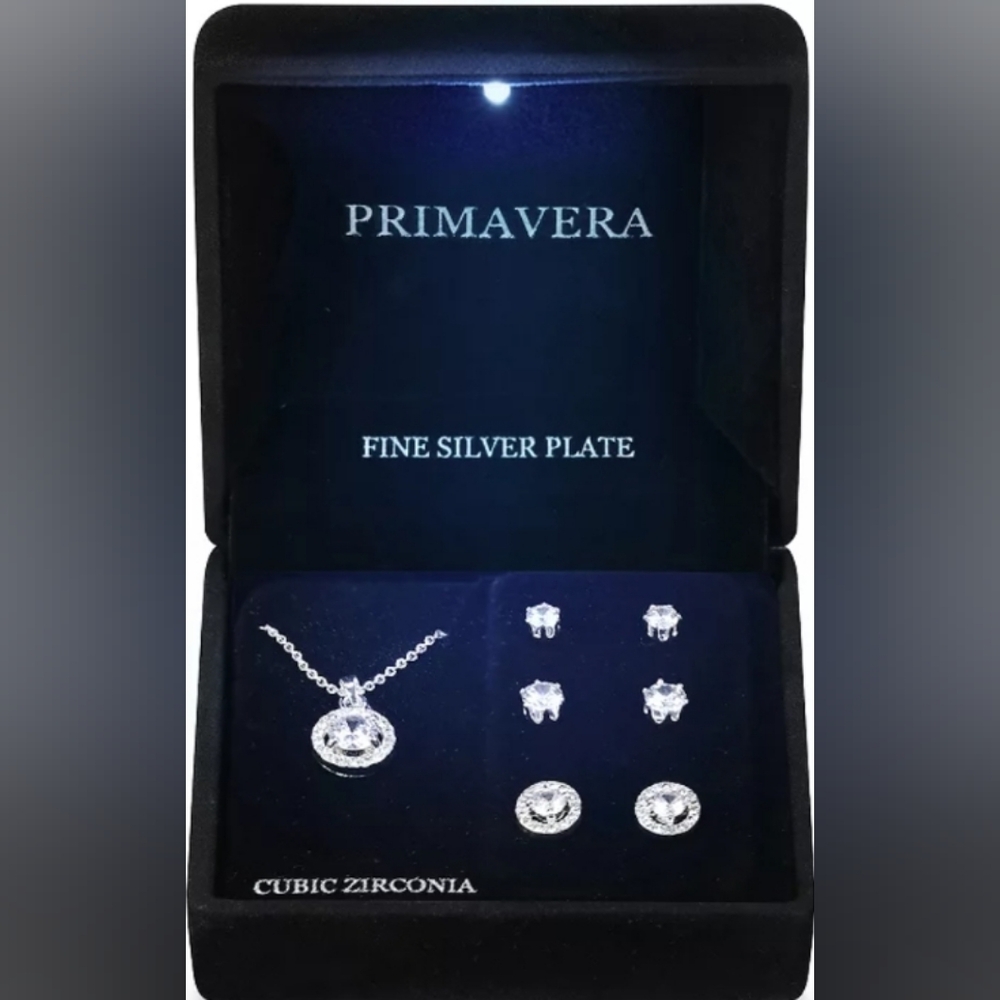 Macy's Primavera Silver Plated Jewelry Set with Cubic Zirconia